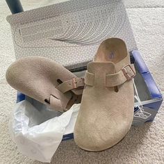 Birkenstock Boston Taupe Suede Mule Clogs Brand New, Unused, Original Packaging, Box Included. If You Think There Is A Better Price, You Can Send Me A Quotation And I Can Give You The Maximum Discount If It Is Reasonable Burks Clogs Outfit, Burcanstocks Shoes, Birken Clogs, Birkenstock Boston Taupe, Boston Taupe, Birkenstock Boston Soft Footbed, Boston Soft Footbed, Ugg Clogs, Taupe Shoes