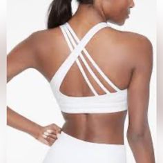 Athleta Run Free Sports Bra In White. For A-C Cups. Medium Impact. Buttery Soft Fabric. Bundle Discounts Are Offered White Compression Top With Built-in Bra, Sporty T-back Activewear For Light Exercise, Sporty T-back Activewear For Training, High Stretch T-back Tops For Sports, Sporty T-back Sports Bra For Gym, White Athleisure Top With Built-in Bra, High Stretch White Activewear For Sports, White High Stretch Moisture-wicking Activewear, White High Stretch Activewear For Sports