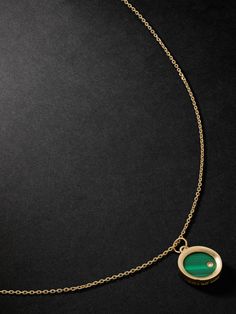 Self-taught designer Matthew Harris honed his craft in New York City's jewellery district before founding Mateo. This necklace is crafted from gold and strung with a round medallion that's inlaid with vivid malachite and set with a single diamond. Luxury Gemstone Medallion Necklace, Luxury Necklaces With Polished Oval Pendant, Luxury Necklaces With Oval Pendant And Polished Finish, Luxury Necklace With Round Pendant And Bezel Setting, Luxury Polished Oval Pendant Necklace, Luxury Round Pendant Necklace With Bezel Setting, Luxury Gold Round Emerald Necklace, Luxury Bezel Set Round Pendant Necklace, Luxury Necklace With Detachable Oval Pendant