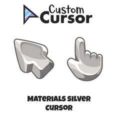 the logo for custom cussonr materials silver cussor, which includes two fingers and