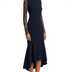 This Is A Very Elegant Dress. Rich Navy Blue. Sure To Turn Heads. Too Big On Me Looking To Sell And Purchase Smaller Size From Another Posher. Elegant Embellished Midi Dress For Dinner, Embellished Fitted Evening Dress For Dinner, Blue Embellished Evening Midi Dress, Blue Embellished Midi Cocktail Dress, Blue Embellished Midi Dress For Cocktail, Blue Embellished Midi Dress For Evening, Elegant Embellished Blue Midi Dress, Elegant Blue Embellished Midi Dress, Fitted Embellished Midi Dress For Dinner