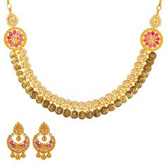 This dazzling traditional Indian jewelry set has a stunning assembly of rubies and uncut diamonds. Pair this luxurious kasu necklace and earring set with your favorite traditional wear for a rich look. Features• 18K Yellow Gold• Uncut diamonds• RubyVirani Jewelers diamond jewelry is meant to make you radiant with elegant beauty. Each piece of diamond jewelry we carry is GIA certified. Find the perfect diamond jewelry for yourself or someone special on our website. Specifications• Minimum Earring Kasu Necklace, Indian Jewelry Set, Traditional Indian Jewellery, Elegant Beauty, Indian Jewelry Sets, Uncut Diamond, Necklace And Earring Set, Traditional Wear, Traditional Indian