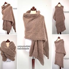 Info! ------Der Schal wird Doppel Fädig mit Hochwertiger Luxus Wolle Handgestrickt! Keine Strickmaschinen Ware!------ Wunderschöner, flauschig weicher Riesen Schal aus einer wunderbaren weichen Hochwertigen Wolle!  Super warm! Wie eine Decke! Du kannst es in vielen Möglichkeiten tragen!  Du wirst erstaunt sein, wie wunderbar dieser Schal flauschig weich und warm ist!  Schal - Schulterwärmer - Decke - Poncho- Tuch Meliertes Braun. Material: 77% Aplaca,23%Seide Der Schal ist 60cm breit und ca. 320 Casual Beige Shawl For Winter, Winter Knit Shawl One Size, Winter Shawl Knitting Pattern, Cozy Knitted One-size Shawl, Cozy Knitted Shawl One Size, Cozy Knitted Shawl, One Size, Knitted One-size Winter Wrap, Winter Knitted Shawl Pattern, One Size Knitted Winter Wraps