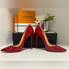 Never Worn Red Patent Leather Classic Stiletto Pump. Scuff And Slip Proof Red Bottom Protector (Added After Purchase). Red Louboutin, Red Bottom, Red Bottoms, Stiletto Pumps, Wearing Red, Louboutin Shoes, Christian Louboutin Shoes, Shoes Women Heels, Patent Leather