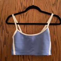 Website Description Labels It A Crop Top But It Fits More Like A Sports Bra Trendy Blue Sports Crop Top, Trendy Blue Crop Top For Workout, Sporty Blue Crop Top For Summer, Blue Sports Crop Top For Spring, Blue Crop Top For Sports In Spring, Tube Top With Straps, Loose Crop Top, Ruffle Tube Top, Denim Bustier