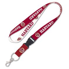 a lanyard strap with harvard seal on it