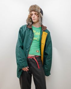 Cool vintage 80s utility dropped shoulder wind breaker jacket in green color. Awesome piece to add some vintage feel to your outfit. Size L, runs big so it could fit XL. Pit to pit measures 52in and length 34in. Size on the label L. No inside material label, feels like polyester. Model usually wears size S and 183cm tall. Great condition, keep in mind that it is vintage item and signs of natural wear/age might appear. If you have any questions about item don't hesitate to message us. When buying Green Cotton Parka For Winter, Green Utility Parka For Outdoor Activities, Casual Green Windbreaker For Cold Weather, Green Casual Windbreaker For Cold Weather, Green Hooded Utility Windbreaker, Green Long Sleeve Utility Jacket For Outdoor, Green Long-sleeve Utility Jacket For Outdoor Activities, Oversized Green Outerwear For Outdoor, Casual Green Parka For Outdoor Activities