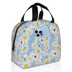 PRICES MAY VARY. 👜Stylish Design & Best gift: The elegant White Daisy design will keep you in a good mood every time you enjoy fresh food. You can take this stylish lunch bag to work. At the same time it is also the perfect gift for ladies. Our products are not suitable for children aged 12and below. 💧Durable Material & Leakproof: Made of high-quality high-density oxford cloth and waterproof aluminum foil, it has excellent thermal insulation and leak-proof performance. Not only can it keep the Rectangular Portable Lunch Bag For Gift, Rectangular Lunch Bag Gift, Portable Rectangular Lunch Bag For Gift, Portable Rectangular Lunch Bag As Gift, Rectangular Portable Lunch Bag, Reusable Rectangular Lunch Bag For School, Rectangular Reusable Lunch Bag For School, Rectangular Reusable Lunch Bag Gift, Blue Large Capacity Lunch Bag For Gift