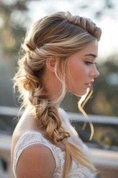 #fashion, #style, #haircare, #beauty Fish Tail Side Braid, Elegant Ponytail, Night Hairstyles, Lazy Hairstyles, Easy Braids, Side Braid, Summer Hair Color, Easy Hairstyles For Long Hair