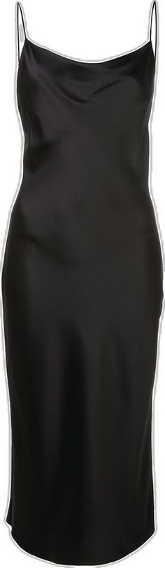 Sleek Formal Slip Dress, Chic Silk Slip Dress, Sleek Cowl Neck Slip Dress For Night Out, Sleek Slip Dress With Cowl Neck For Evening, Chic Black Slip Dress With Satin Finish, Sleek Satin Finish Slip Dress, Chic Black Slip Dress With Bias Cut, Chic Black Satin Finish Slip Dress, Silk Cowl Neck Dress Black