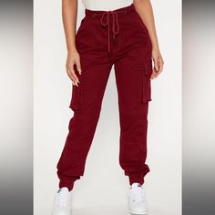 Brand New With Tags Fashion Nova Size Small Red Cargo Pants. These Are Very Good Quality. Originally $49.99. Only Selling Because They No Longer Fit Me. High Waist Red Cotton Cargo Pants, Trendy Red Bottoms With Cargo Pockets, Trendy Red Cargo Pants For Fall, Trendy Red Fall Cargo Pants, Casual High Rise Red Pants, Casual High Waist Burgundy Pants, Casual Burgundy Pants With Pockets, Casual Burgundy Cotton Pants, Casual Burgundy Pants For Fall