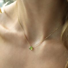 small green peridot pendant on Dainty Chain, Green Peridot, August Birth Stone, Vibrant Green, Flower Necklace, Ring Bracelet, Gemstone Necklace, Rose Cut, Bead Charms