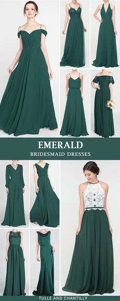 the bridesmaid dresses in emerald green