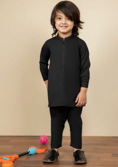 2 Piece Kurta Shalwar for Boys. Formal Suit For Infants, With stitching Work On Collar And Placket Description Kurta (Shirt) : With stitching Work On Collar And Placket. The color is Black Shalwar (Trouser) : Black Black Sets With Pallu For Eid, Black Dabka Sets For Diwali, Black Straight Kurta Sets For Eid, Eid Festival Black Straight Kurta Set, Eid Special Black Straight Kurta Set, Eid Black Cotton Unstitched Suit, Black Cotton Churidar For Eid, Black Long Sleeve Lawn Suit For Diwali, Black Cotton Churidar For Diwali