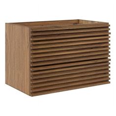 a wooden box with slats on the front and sides, made out of wood