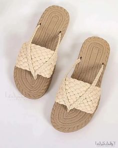 Lasaky - Braided Toe Casual Beach Slippers Comfortable Beige Flip Flops For Beach, Beige Flat Heel Flip Flops For Beach, Beige Open Toe Flip Flops For Vacation, Beige Flat Flip Flops For Beach Season, Beige Summer Flip Flops For Vacation, Casual Beige Sandals For Vacation, Casual Vacation Flip Flops, Beige Flat Flip Flops For Vacation, Casual Sandals For Vacation In Natural Color