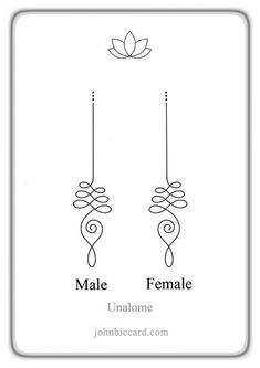 the female and male symbols are shown in this card, which is used to describe each other