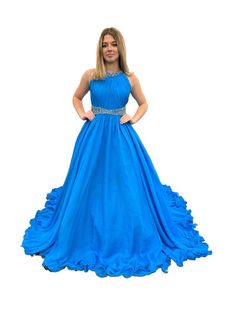 Samantha Blake 1102 Girls Pageant Dress. This stunning A Line Chiffon gown Blue Chiffon Prom Gown, Blue Chiffon Gown For Prom Season, Blue Chiffon Gown For Prom, Blue Chiffon Gown With Sweep Train, Blue Chiffon Gala Gown, Blue Chiffon Gown For Gala, Blue Chiffon Gown For Gala Events, Girls Pageant Dress, Train Design