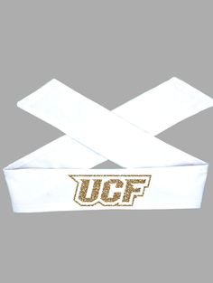 "This amazing headband is the perfect accessory for any UCF Knights fan. The headbands is a poly/lycra combination and is great for wicking the sweat away from your head. It measures 2\" - 2-1/2\" wide (every headband is different) and 36\" long. It will fit any head. The headband is also machine washable so it will stay looking great. We have other designs available as well." Knight Logo, Dance Socks, Ucf Knights, Headband White, Custom Slides, White Headband, School Dances, Dance Teams, Gold Sparkle