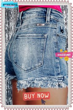 Blue Raw Hem High Waist Skinny Denim Shorts Denim Shorts, High Waist, High Waisted, Best Deals, Blue