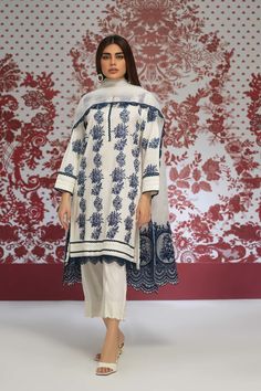 Khaadi Ess22109 White Eid Collection 2022 Elegant Patterned Spring Sets, Elegant Floral Print Patterned Sets, Unstitched Embroidered Patterned Sets, Elegant Patterned Sets For Eid, Elegant Patterned Lawn Suit For Spring, Elegant Patterned Sets With Printed Motifs, Elegant Spring Patterned Lawn Suit, Elegant Summer Sets With Printed Motifs, Spring Wedding Printed Lawn Suit