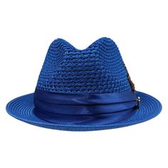 Be daring and fearless this summer in the Montique's Cobalt Solid Color Pinch Braided Fedora with matching satin ribbon. Perfectly airy for hot summer days, this stylish fedora is outfitted with a feather accent and Montique Pin. Show off your daring personality and challenge the heat in style with the Polyester Blend material and 2" brim size. Braided Hat Matching Satin Ribbon Pinch Crown Feather Accent No Lining Fedora Montique Pin Airy Crown (perfect for a hot summer day) Material: Polyester Fedora Hat, Satin Ribbon, Hot Summer, Summer Days, The Heat, Fedora, Cobalt, This Summer, Braids