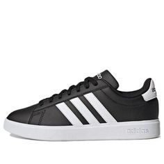 adidas Grand Court 2.0 'Black White' GW9196 (SNKR/Cozy/Skate/Casual/Unisex/Wear-resistant) Black Skate Shoes With Three Stripes For Sports, Adidas Grand Court Outfit, Court Outfit, Adidas Grand Court, Black Clouds, Adidas Neo, Outfit Women, Court Shoes, Black Outfit