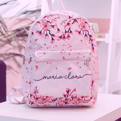 Mochila Gocase Bag - Flor de Cerejeira Manuscrita Girly Backpacks, Monkey Bag, Anting Manik, Stylish School Bags, Kawaii Bags, Mini Backpacks