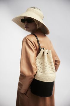 Beca Backpack Luxury Leather Crochet Bag With Leather Handles, Luxury Crochet Leather Bag With Leather Handles, Brown Straw Shoulder Bag For On-the-go, Natural Straw Bag With Adjustable Strap For On-the-go, Brown Leather Backpack With Leather Trim For On-the-go, Luxury Leather Crochet Bag For Everyday Use, Luxury Leather Crochet Bag For Daily Use, Versatile Woven Leather Bucket Bag For Travel, Luxury Woven Bucket Bag For Travel