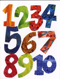 the numbers are made out of colored paper