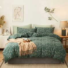 PRICES MAY VARY. 【Twin XL Duvet Cover Set】: HIGHBUY 3 Piece Cottagecore Twin XL Shabby Chic Green Flowers Bedding Bedding Sets- 1 x Duvet Cover (68"x90") and 2 x Pillow Shams (20"x26"),No comforter insert or sheet 【Aesthetic Bedding】:Jersey Knit Cotton - 3 Pieces Jersey Knit cotton cottagecore aesthetic floral bedding duvet cover come with floral print, jersey duvet cover is soft as your t-shirt,Advanced dyeing technology,you will feel pampered all night while you sleep.the fabric has excellent Green Comforter Bedroom, Flower Duvet Cover, Green Comforter, Floral Comforter Sets, Floral Bedding Sets, Flower Duvet, Girls Bedding Sets, Green Duvet, Green Duvet Covers