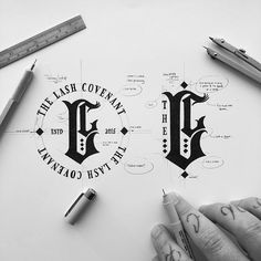 a person is working on some type of logo