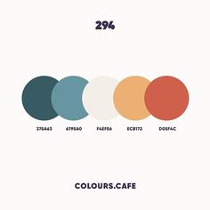 the color scheme for colors cafe is shown in three different shades, including blue, orange and