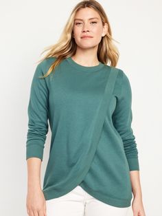 rib-knit crew neck long sleeves cross front for convenient nursing access rib-knit front and hem relaxed fit hits at hip model is approximately 5'9" and wears size m (8) Nursing Sweatshirt, Maternity Activewear, Old Navy Maternity, Womens Maternity, Jack Black, Maternity Tops, Womens Clothing Tops, Nursing, Rib Knit