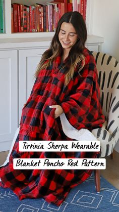 Blanket Poncho Pattern, Blanket Poncho, Poncho Pattern, Red Pattern, Winter Essentials, Layers Design, Sweater Shop