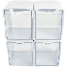 three clear plastic storage containers stacked on top of each other