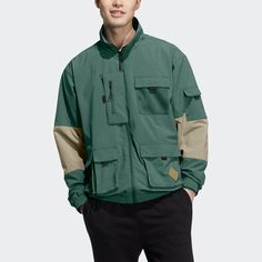 Adidas Cargo, Adidas Neo, Cargo Jacket, Sports Logo, Green Jacket, Adidas Men, Contrasting Colors, Rain Jacket, Adidas