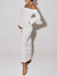 Momyknows White Off Shoulder Backless Drawstring Sheer Elegant Fashion Bodycon Photoshoot Maternity Maxi Dress Bodycon Photoshoot, Studio Pregnancy Photoshoot, Elopement Dresses, Gender Reveal Outfits, Maternity Sundress, Plus Size Maternity Dresses, Photoshoot Maternity, Photoshoot Style