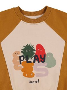 Ribbed collar, cuffs and hem . Front printed panel Graphic Print Sweatshirt For Playtime In Fall, Playful Patchwork Crew Neck Top, Cotton Graphic Print Sweatshirt For Playwear, Graphic Print Crew Neck Sweatshirt For Playwear, Playful Graphic Print Sweatshirt, Playful Graphic Print Sweatshirt For Playtime, Playful Multicolor Graphic Print Sweatshirt, Playful Sweatshirt With Ribbed Cuffs For Fall, Playful Fall Sweatshirt With Ribbed Cuffs