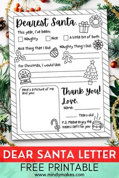 a printable santa letter for kids to write on the front of their christmas tree