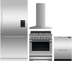 stainless steel kitchen appliances including refrigerator, stove and oven