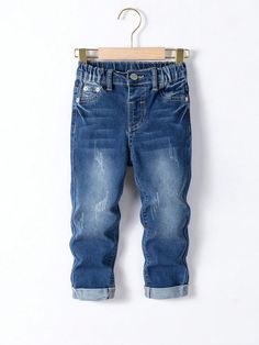 Young Boy Medium Washed Blue Simple And Versatile Casual Rolled-Hem Stretch Denim Trousers Medium Wash    Denim  Skinny Medium Stretch  Young Boys Clothing, size features are:Bust: ,Length: ,Sleeve Length: Elastic Waist Jeans, Boys Clothes Style, Boys Denim, Printed Sleeveless Top, Jeans Casual, Dark Jeans, Elegant Dresses Long, Boys Jeans, Rolled Hem