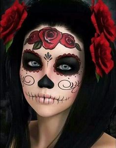 Crane Mexicain Makijaż Sugar Skull, Dead Makeup, Halloween Fest, Sugar Skull Makeup, Face Painting Halloween, Skull Makeup