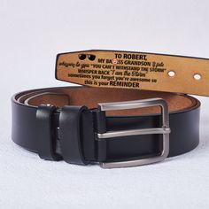 Let love shine through, buckle by buckle! This isn't just a Personalized Engraved Leather Belt, it's a handcrafted expression of your heart in genuine leather. More than just a fashion statement, this timeless piece can be engraved with a personal details, making it a perfect gift on any occasion, birthday, Valentine's Day, Christmas, wedding, Mother's Day, Father's Day and more. Picture their smile as they discover a present as stylish as it is sentimental. Every buckle closure whispers your t Black Leather Belt Buckles As Gift, To My Son, Loving Gifts, You're Awesome, Christmas Wedding, Pick One, Accessories Unique, My Son, Photo Gifts