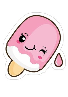 an ice cream sticker with a cute face