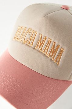 Polyester Imported | Beach Mama Trucker Hat by Worn/West in Pink, Women's, Polyester at Anthropologie Cute Trucker Hats, Beach Mama, Soft Girl, 50 Fashion, Tulum, Trucker Hats, Trucker Cap, Summer Girls, New Day