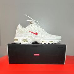 Pre-Owned In Excellent Condition. Natural Discoloration Due To Age Normal On Air Max Sneakers (See Pics). Thanks For Your Interest. Tn White, Air Max Plus Tn, Air Max Plus, On Air, White Nikes, Mens Shoes Sneakers, Air Max Sneakers, Size 13, White Color