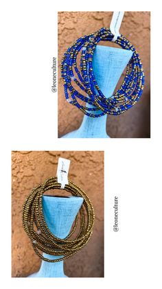 Sierra Leone 12 strands Beaded Bracelets - Leone Culture Gold Hand-wrapped Beaded Bracelets, Adjustable Hand Wrapped Gold Beaded Necklaces, Adjustable Multi-strand Beaded Bracelet With Gold Beads, Adjustable Multi-strand Gold Beaded Bracelets, Gold Multi-strand Bracelet With Colorful Beads, Blue Multi-strand Hand Wrapped Beaded Bracelets, Blue Stretch Bracelet With Gold Beads, Blue Stretch Bracelet With Gold Round Beads, Gold Hand-wrapped Beaded Bracelets For Party