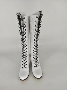 Handmade genuine leather custom made women's boots. Every size available. Door to door express shipping. Very special top quality Victorian boots. #victorian #victorianboots #customboots #laceupboots #leatherboots #festivalboots #forher #casualboots #christmas #newyear #white #whitevoots #etsyaddict Leather Martin Boots For Parties, Fitted Leather Martin Boots For Party, Fitted Leather Knee-high Martin Boots, Fitted Leather Martin Boots With High Heel, Leather Lace-up Martin Boots For Parties, Fitted High Heel Leather Martin Boots, White Leather Platform Boots With Pointed Toe, White Leather Knee-high Party Boots, White Leather Knee-high Boots With Reinforced Heel