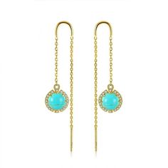 Chain Threader Dangle Earrings from the Ginger Lyne Collection are a symphony of style and sophistication. At the heart of these stunning earrings lies the simulated turquoise drop. Painstakingly crafted to resemble authentic turquoise, the gemstone radiates a captivating hue that is bound to garner admiration. This rich, blue-green stone has been celebrated through the ages and symbolizes protection, wisdom, and nobility. But the allure of these earrings doesn't end with the gemstone. They extend a generous 3.5", culminating in an 11mm drop, providing a dramatic silhouette that's bound to turn heads. This elongated design, combined with the trendy chain dangle, offers a beautiful play of movement and light, ensuring the earrings shimmer with every turn. The gold layering over genuine .925 Turquoise Drop Earrings, Tassel Drop Earrings, Stunning Earrings, Turquoise Earrings, 925 Sterling Silver Earrings, Jewelry Party, Long Earrings, Earrings For Women, Gemstone Earrings